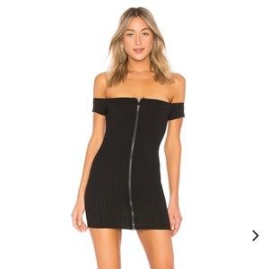 Ribbed black mini dress